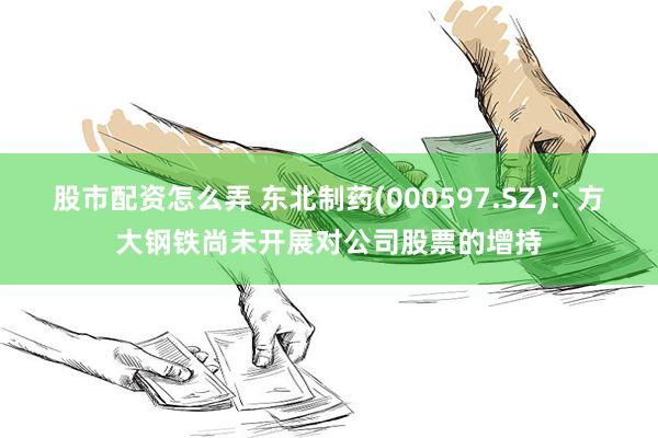 股市配资怎么弄 东北制药(000597.SZ)：方大钢铁尚未开展对公司股票的增持